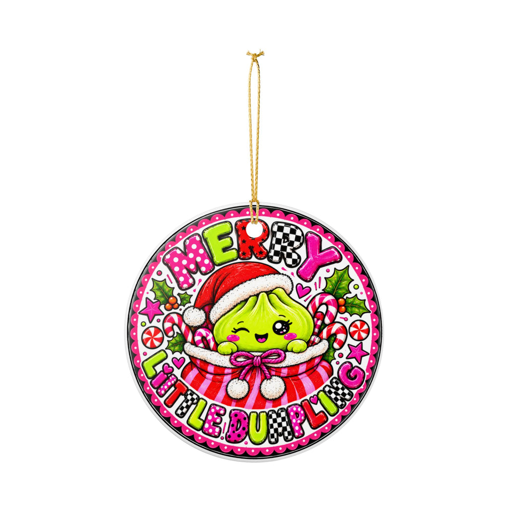 Merry Little Dumpling Ceramic Ornament – Cute Kawaii Christmas Decoration