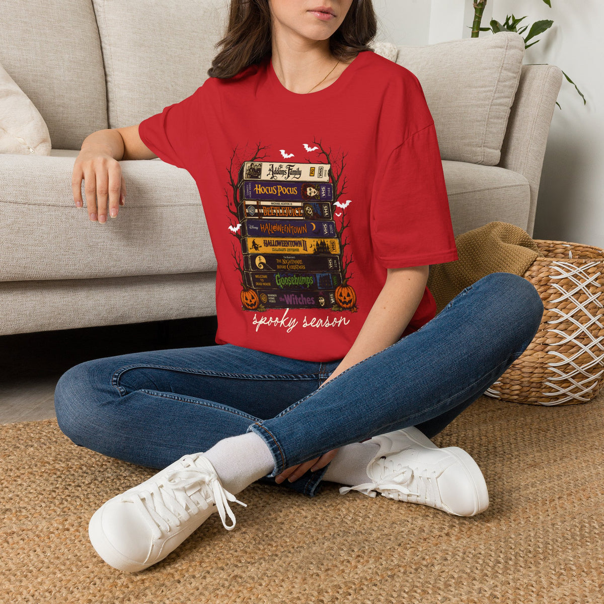 Halloween Spellbook Stack T-Shirt — Hocus Pocus & Halloweentown Vintage Book Design