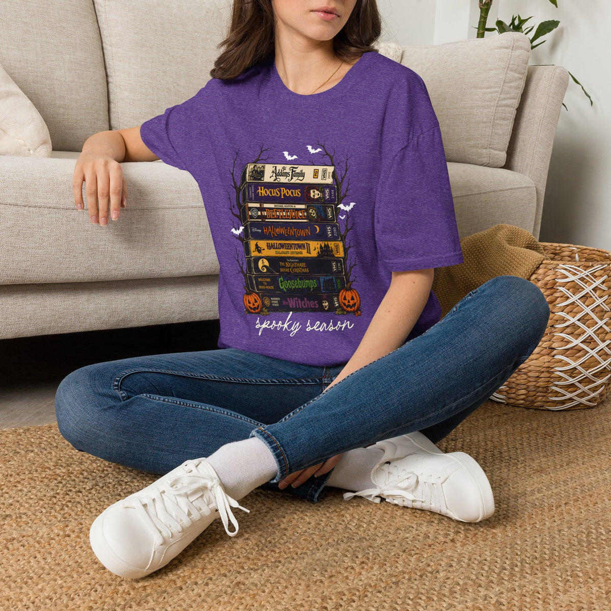 Halloween Spellbook Stack T-Shirt — Hocus Pocus & Halloweentown Vintage Book Design