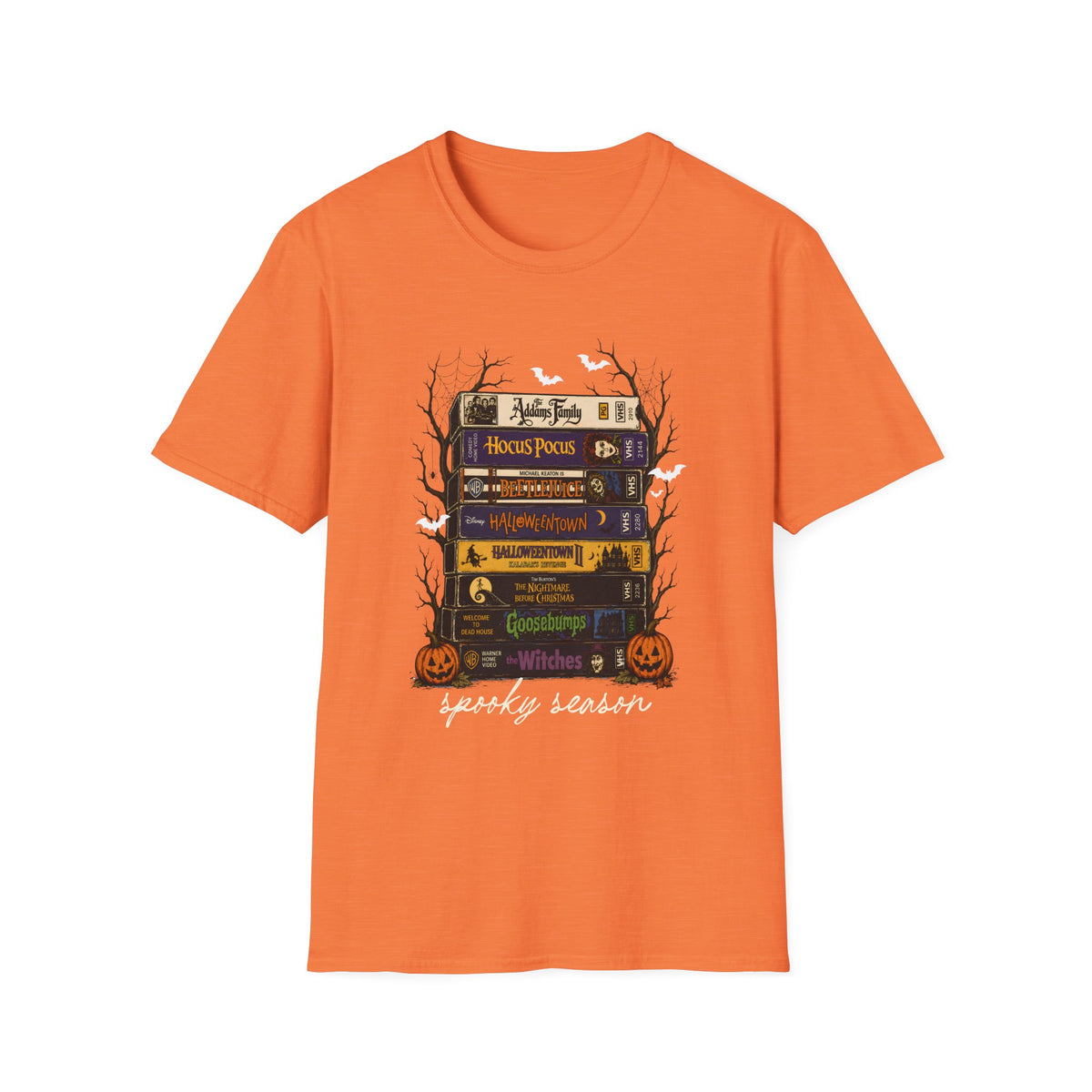 Halloween Spellbook Stack T-Shirt — Hocus Pocus & Halloweentown Vintage Book Design