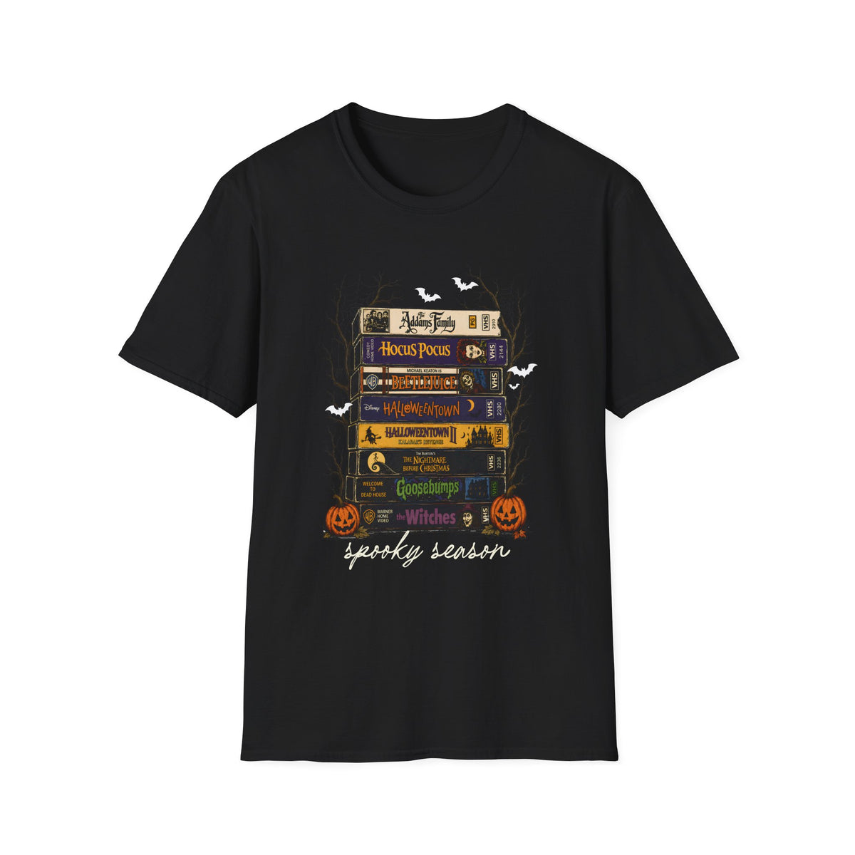 Halloween Spellbook Stack T-Shirt — Hocus Pocus & Halloweentown Vintage Book Design