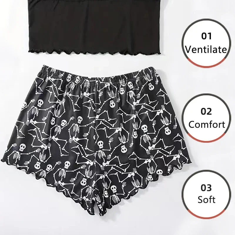 Skull Print Pajama Set