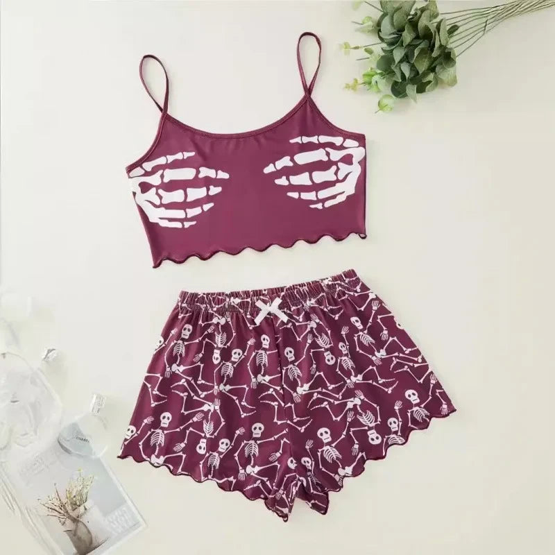 Skull Print Pajama Set