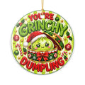 You're Grinchy Dumpling Ceramic Ornament — Cute Kawaii Christmas Tree Decoration