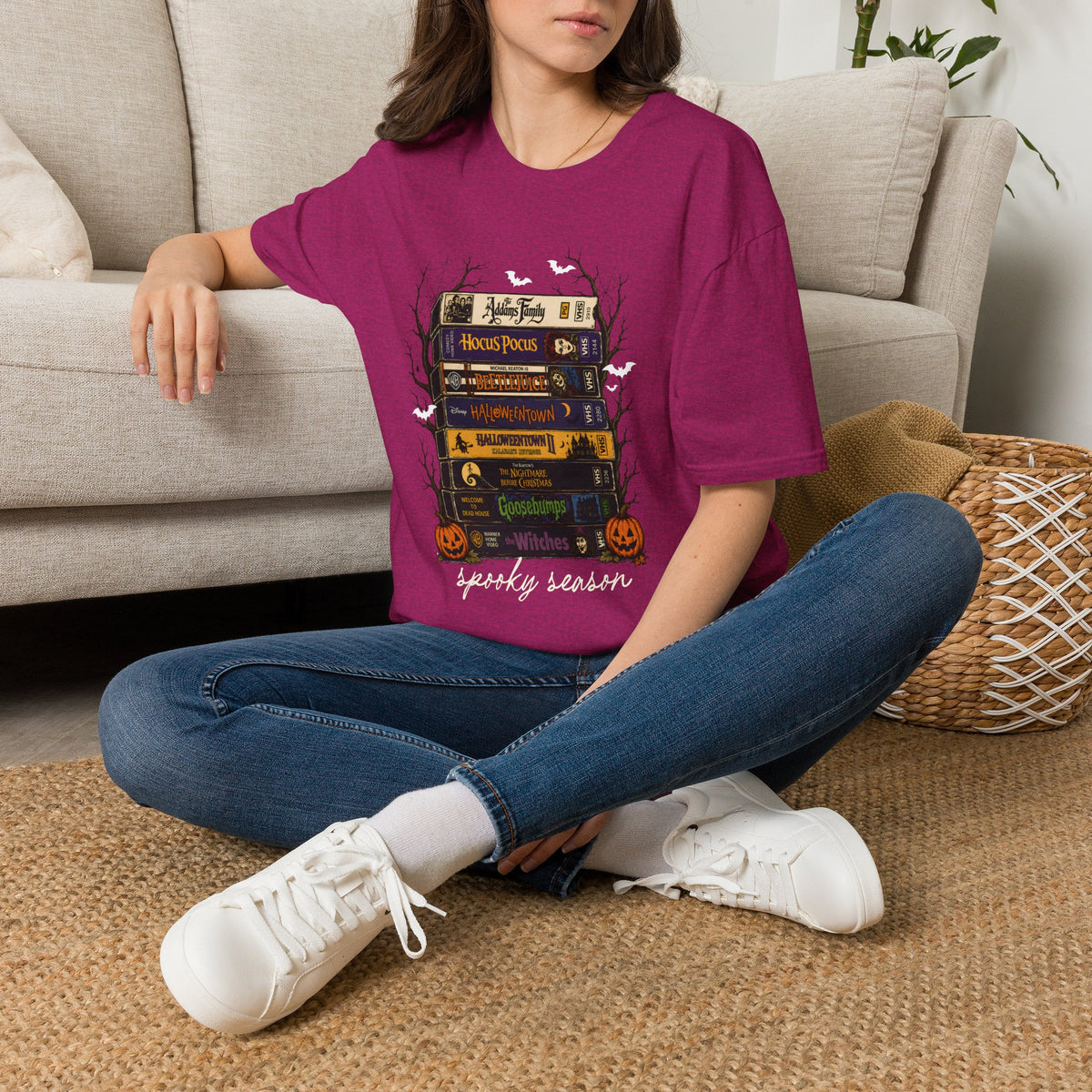 Halloween Spellbook Stack T-Shirt — Hocus Pocus & Halloweentown Vintage Book Design