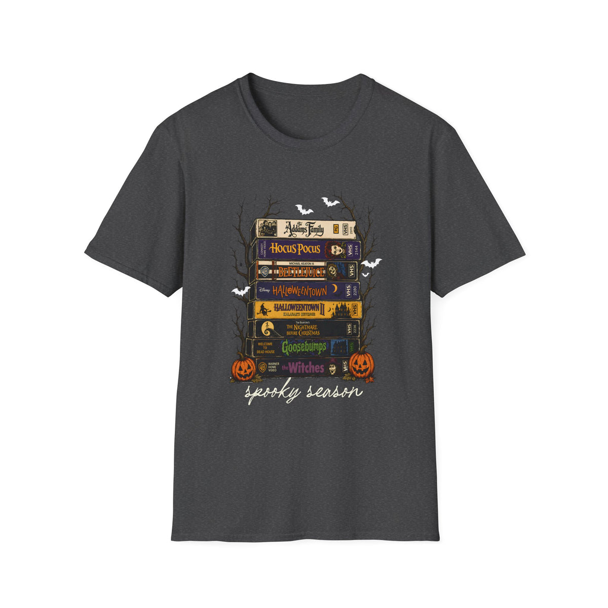 Halloween Spellbook Stack T-Shirt — Hocus Pocus & Halloweentown Vintage Book Design