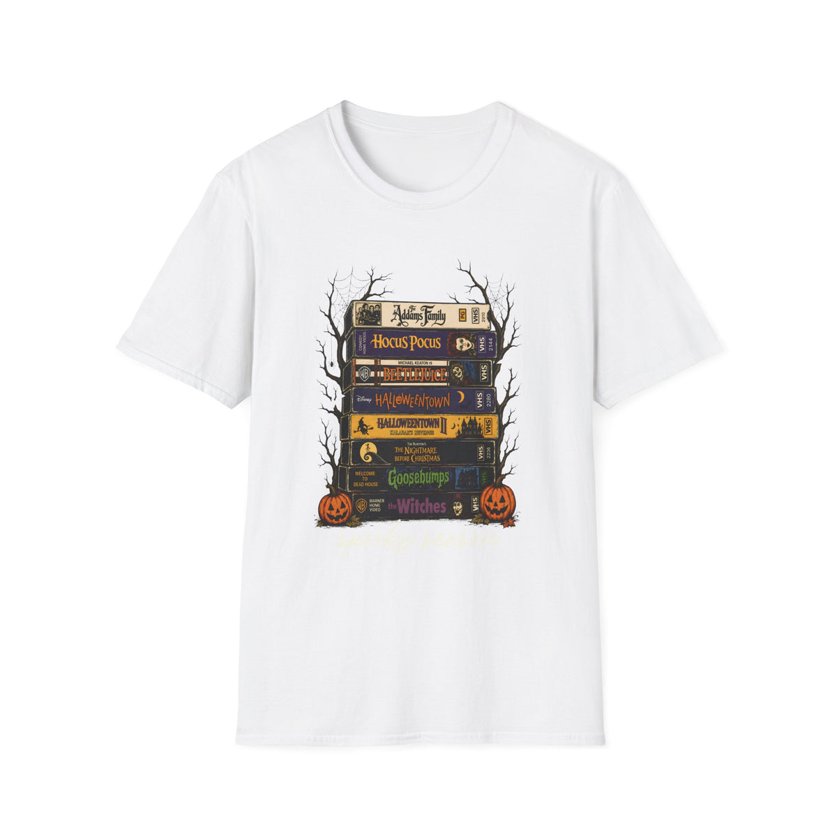 Halloween Spellbook Stack T-Shirt — Hocus Pocus & Halloweentown Vintage Book Design