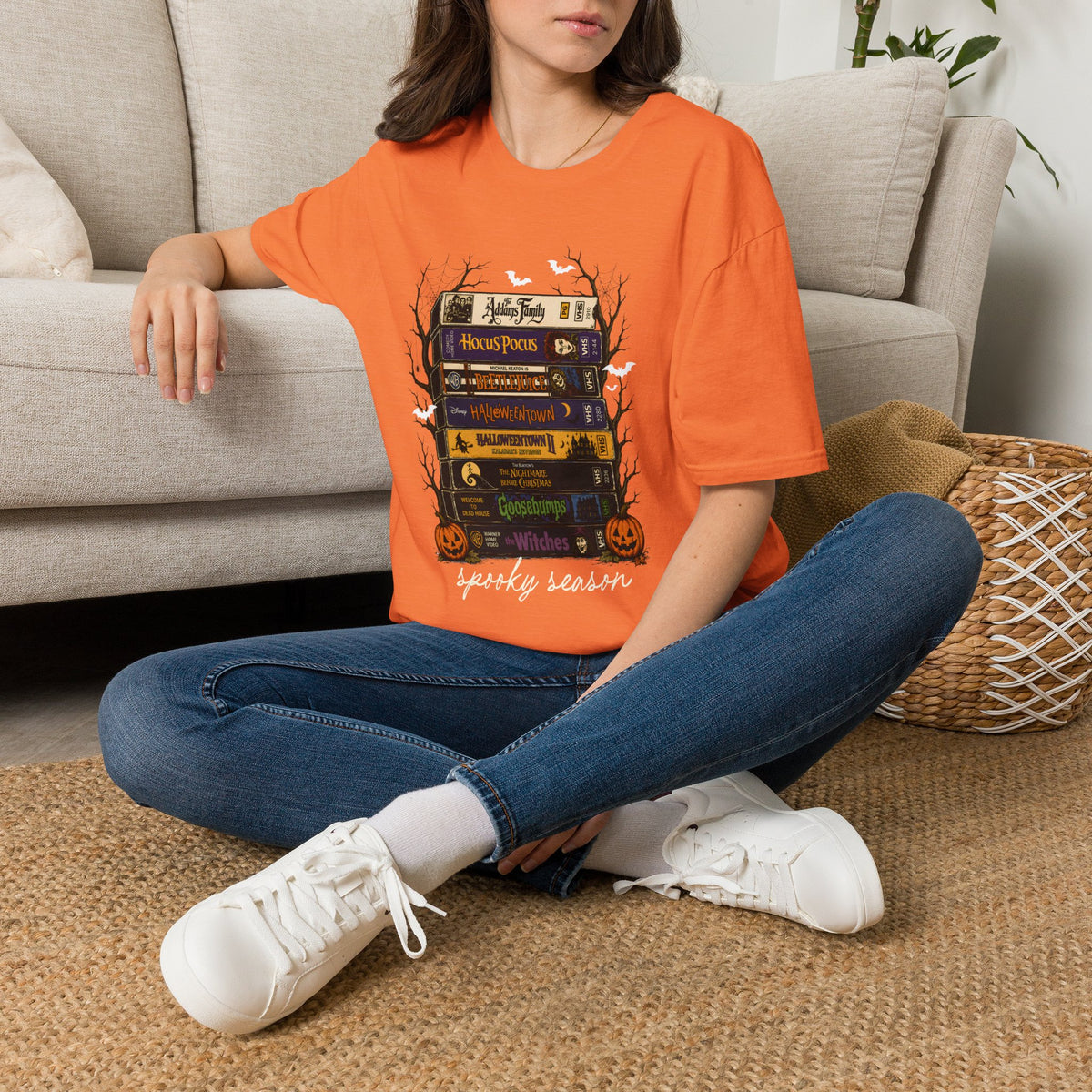 Halloween Spellbook Stack T-Shirt — Hocus Pocus & Halloweentown Vintage Book Design