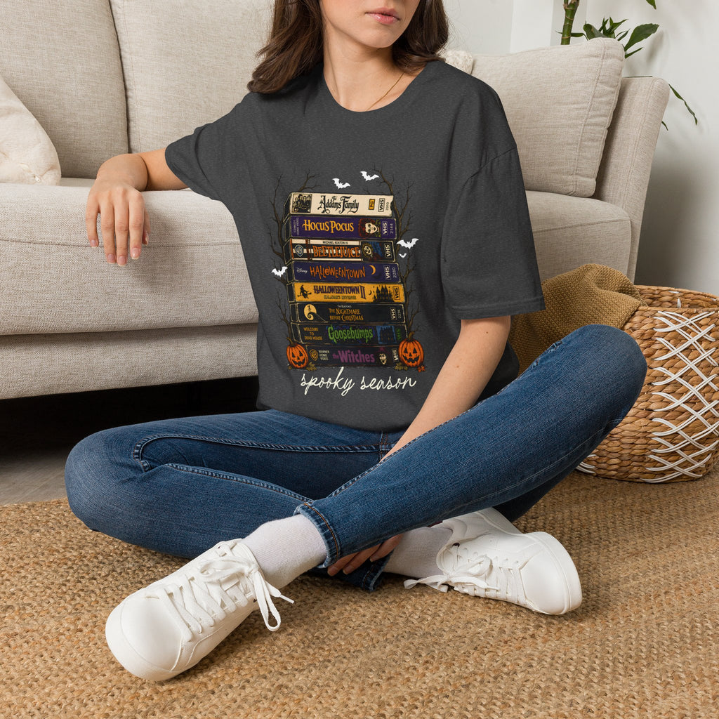 Halloween Spellbook Stack T-Shirt — Hocus Pocus & Halloweentown Vintage Book Design